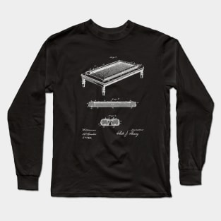 Folding Billiard Table Vintage Patent Drawing Long Sleeve T-Shirt